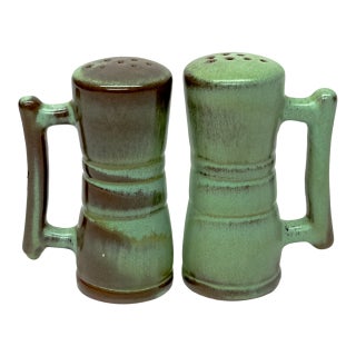Mid 20th Century Mid-Century Modern Prairie Green Pottery Salt & Pepper Shakers by Frankoma Pottery, Set of 4 For Sale