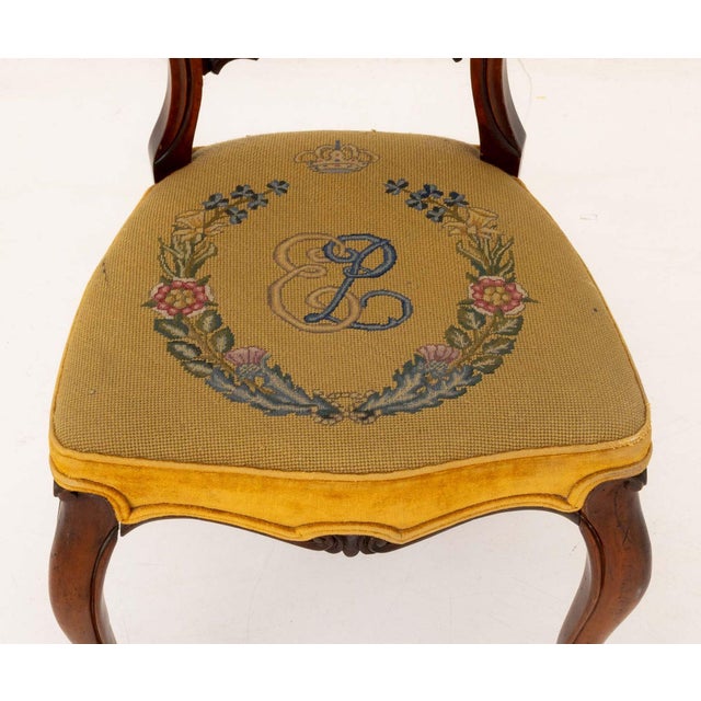 1950s Elizabeth II Needlepoint Upholstered Chairs, 4 For Sale - Image 5 of 13