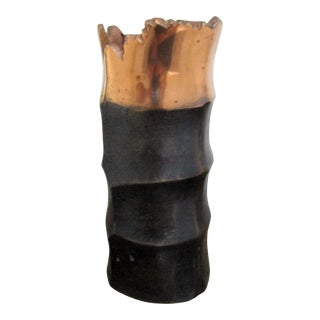Mid-Century Modern Bronze Copper Dipped Brutalist Jagged Mouth Vase For Sale
