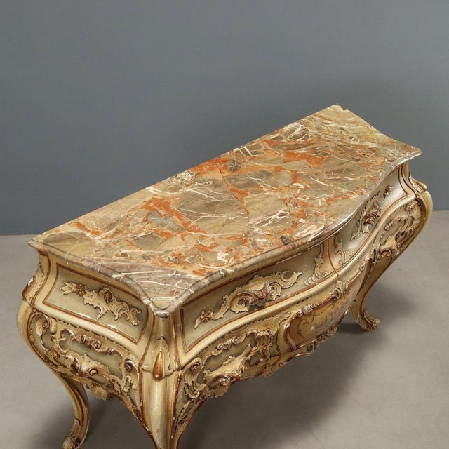 Goldenrod Rococo Style Chest of Drawers with Marble Top For Sale - Image 8 of 10