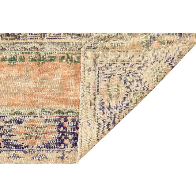Mid 20th Century Mid 20th Century Distressed Vintage Turkish Oushak Rug For Sale - Image 5 of 7