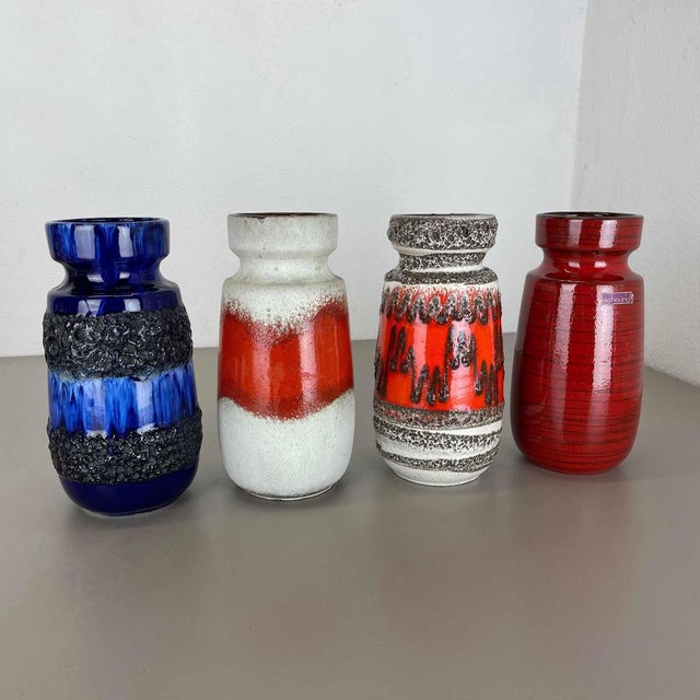 Vintage Pottery Fat Lava Vases from Scheurich, Germany, 1970s, Set of 4 For Sale - Image 3 of 18