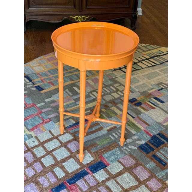 1980s Lacquered Faux Bamboo Table For Sale - Image 5 of 8