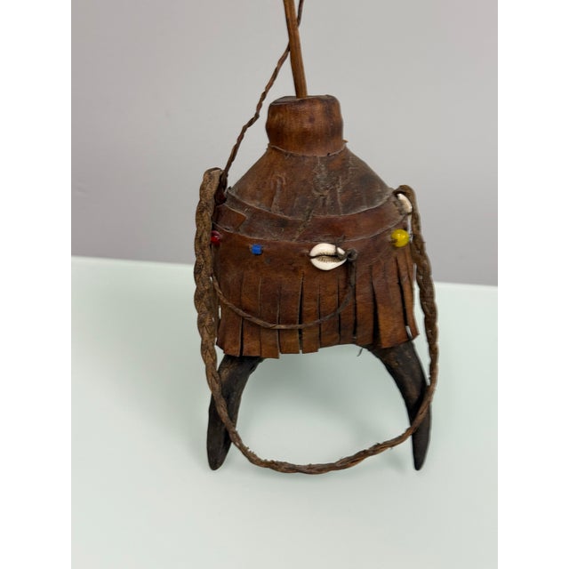 Textile Handcrafted Nubian/Egyptian Leather Kohl Eyeliner Jar With Cowrie Shells For Sale - Image 7 of 12