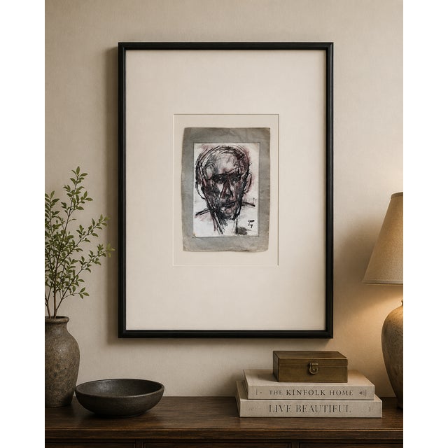 Mid-Century Modern Sergo Chakhoiants Original Expressionist Portrait Drawing For Sale - Image 3 of 3