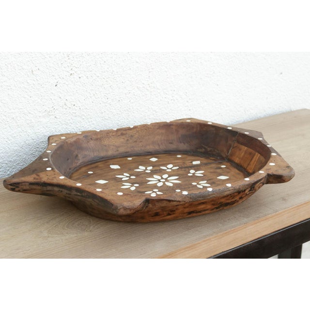 Large Vintage Floral Motif Painted Bowl For Sale - Image 4 of 7