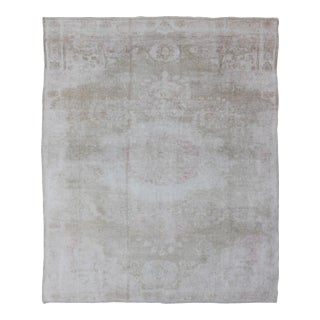 Antique Turkish Konya Area Rug in Gray & Soft Pink With Subtle Design 7'2 X 8'6 For Sale