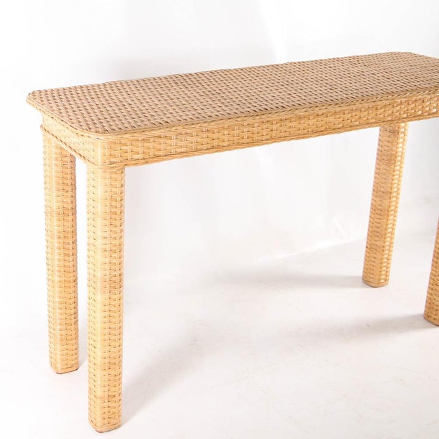 Woven Wicker Console Table For Sale - Image 5 of 11
