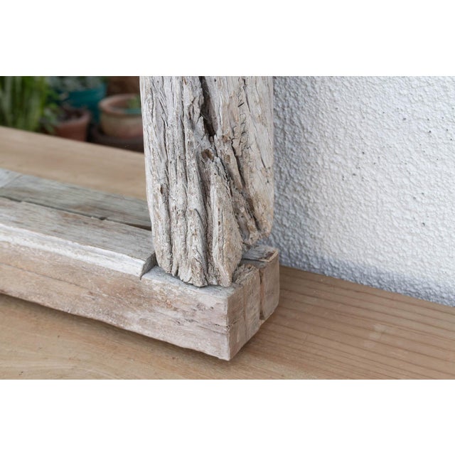 19th Century Antique Wabi Sabi Weathered Teak Mirror For Sale - Image 5 of 7