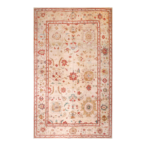 Brilliant Ivory Color With Florid and Medallion Designs Vintage Sultanabad Rug