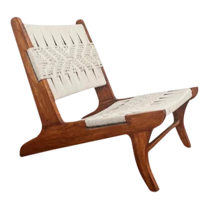 Rope Lounge Chair Attributed to Pierre Jeanneret.