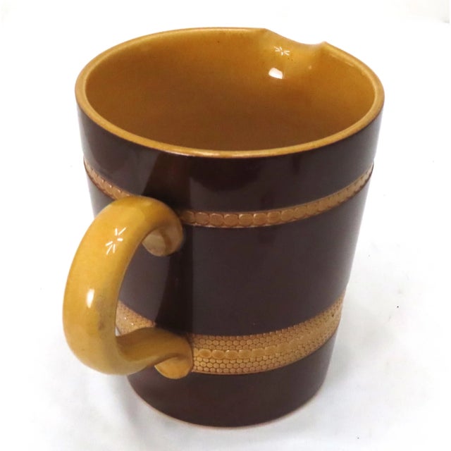 Vintage Mid Century Gresley Mocha Ware Pottery Measuring Pitcher by t.g