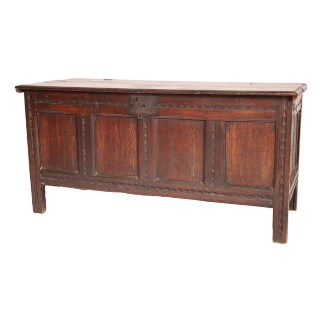 18th Century English Oak Trunk For Sale