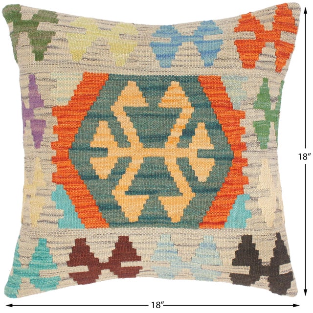 Art Deco Southwestern Turkish Elinore Hand Woven Kilim Throw Pillow For Sale - Image 3 of 5