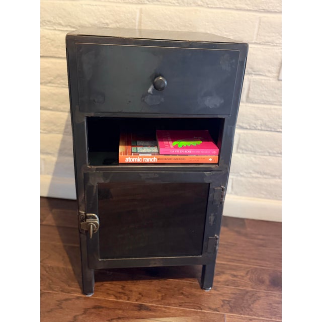 2000 - 2009 Pair of Industrial Style Black Steel Night Stands For Sale - Image 5 of 11