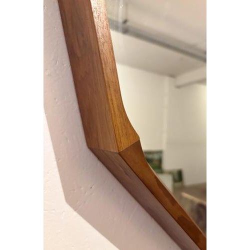 Large Mid-Century Modern Wooden Mirror, Italy, 1960s For Sale - Image 3 of 7