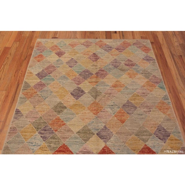 Beautiful Rustic Colorful Geometric Diamond Design Contemporary Modern Area Rug, Country of origin: Central Asia, Circa...