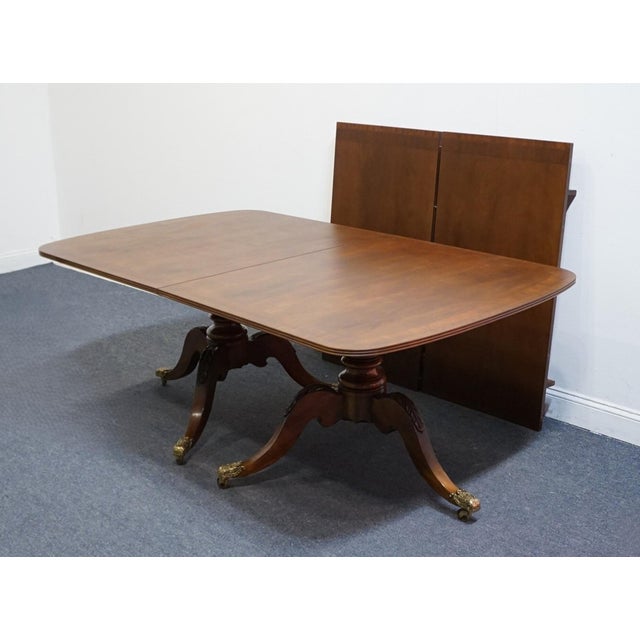Henredon Furniture Banded Mahogany Traditional Duncan Phyfe Style 115" Double Pedestal Dining Table For Sale - Image 10 of 11