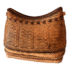 Late 19th Century Small Asian Whicker Woven Basket