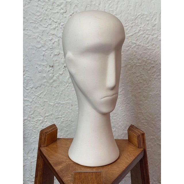 Sculpture Materials Early 2000s Modern White Plaster Figural Head Sculpture For Sale - Image 7 of 7