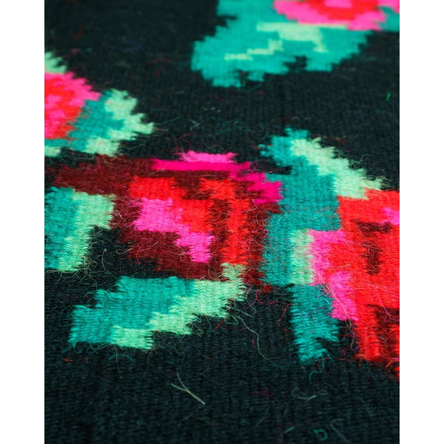 Vintage Handwoven Wool Floral Rose Rug, 1960s For Sale - Image 4 of 8