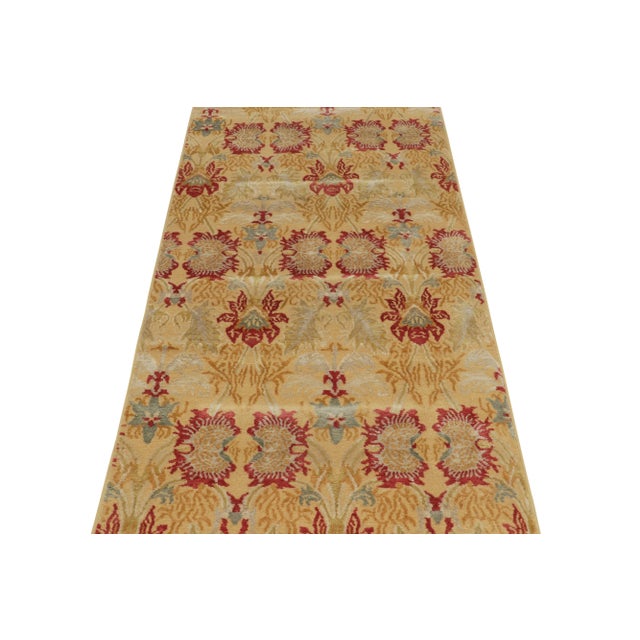Rug & Kilim Spanish European Style Runner in Gold, Red & Gray Floral Pattern by Rug & Kilim For Sale - Image 4 of 6