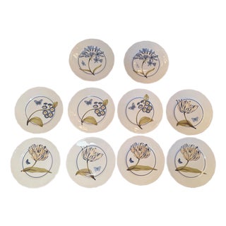 10 Colefax & Fowler " Tulip and Butterfly " 11 Inch Dinner Plates - 10 Pieces For Sale