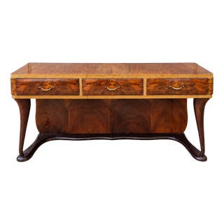 Vintage Art Deco Console Table in Briar Wood, 1930s For Sale