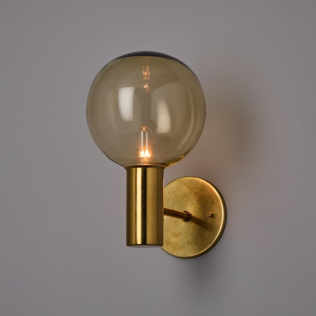 1960s Hans Agne Jakobsson #V149 Glass & Brass Wall Lamp for Markaryd For Sale - Image 10 of 13