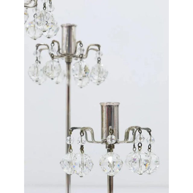 Silver Plated Candlestick with Faceted Crystals from Lobmeyr, Austria, 1950s For Sale - Image 3 of 11