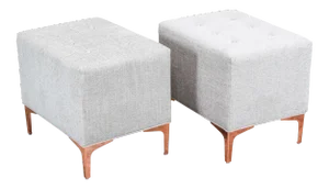 Cream Chenille Ottomans on Brass Feet - a Pair