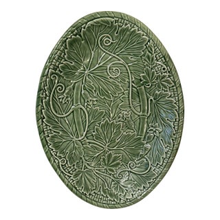 Bordallo Pinheiro Portuguese Green Botanical Serving Platter 15” by 11” For Sale