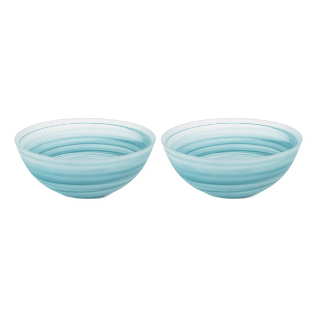 Barren 9.75" Alabaster Glass Bowls, Set of 2 For Sale