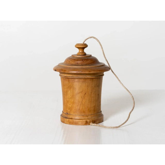 Art Populaire string box Turned wood with knobbed lid France Circa 1840
