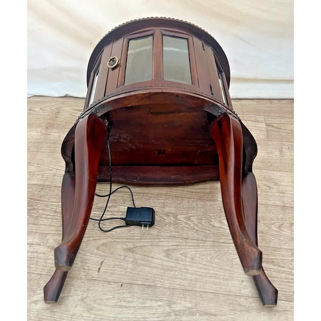 Late 20th Century China Cabinet Demilune Half Moon Shape Curio Display, Led Lighted, Beveled Glass For Sale - Image 14 of 14