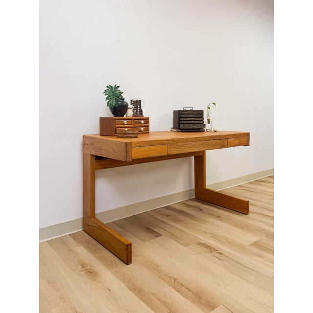 Vintage Handmade Organic Modern Pine Plywood Desk, Lou Hodges Style MCM For Sale - Image 4 of 18