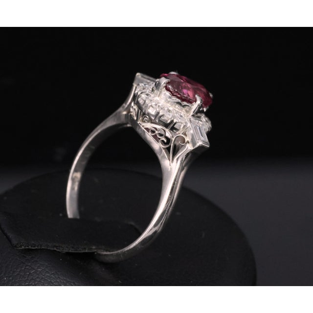 Late 20th Century 1.98ct Gia Thai Untreated - No Heat Ruby & 0.49ct Diamond Platinum Ring Size 7 For Sale - Image 14 of 18