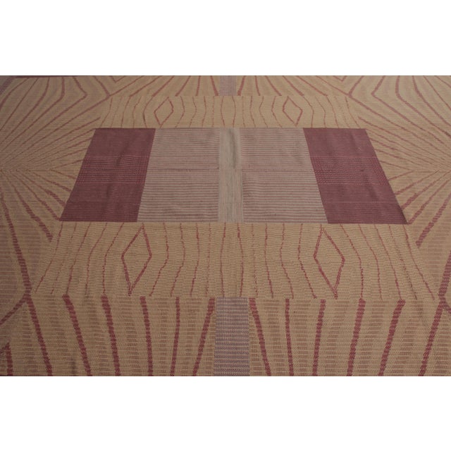 Art Deco Vintage Van Campen Style Needlepoint in Mauve Geometric Patterns by Rug & Kilim For Sale - Image 3 of 6