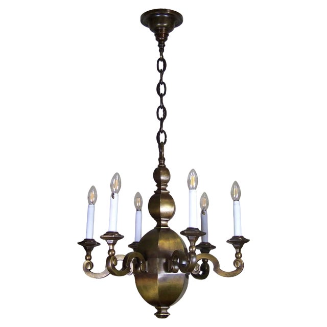 Massive Brass Chandelier, 1900s For Sale