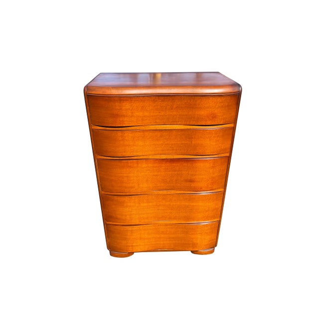 1930s Antique Deco Style Curved Wavefront Tall Dresser Chest of Drawers For Sale - Image 4 of 9