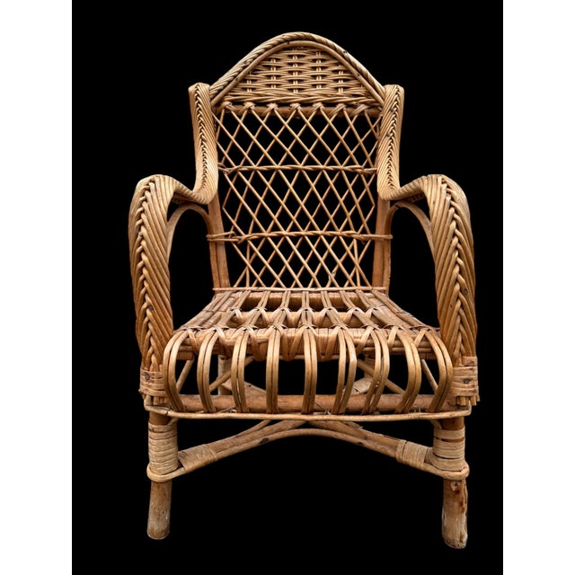 Rustic Children's Rattan Armchair, 1950s For Sale - Image 3 of 13