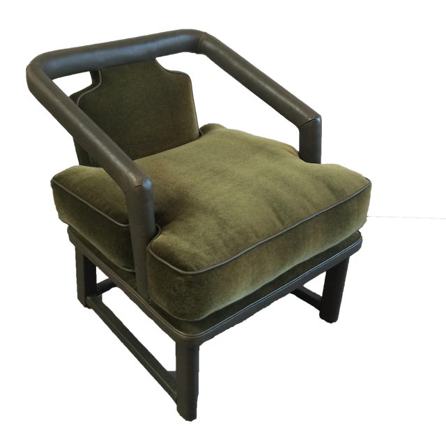 Green Leather & Mohair Lounge Chair Chairish