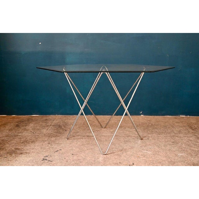 Vintage Table with Eiffel Legs and Hexagonal Top in Beveled Glass, 1980s For Sale - Image 12 of 17