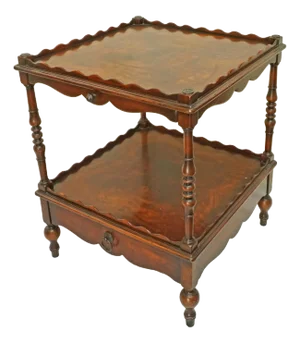 Theodore Alexander Side Table With Storage Tooled Leather Tray Drawer