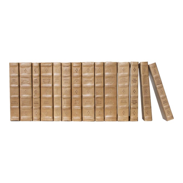 Decorative Books - Brindled Leather Books - Tan Books By The Foot For Sale