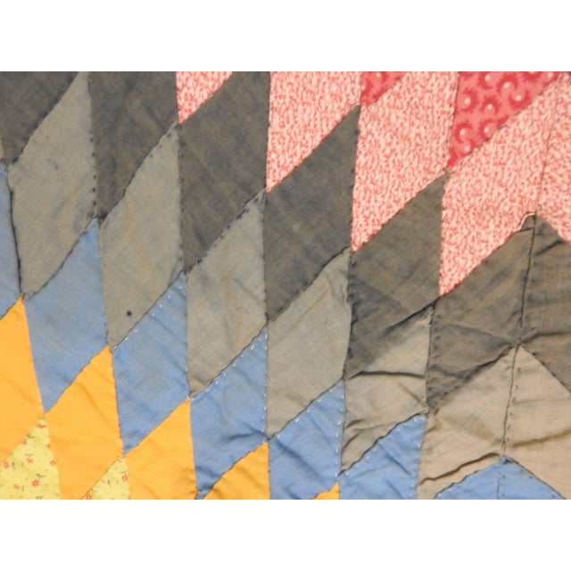 Textile Vintage Handmade Star Quilt For Sale - Image 7 of 11