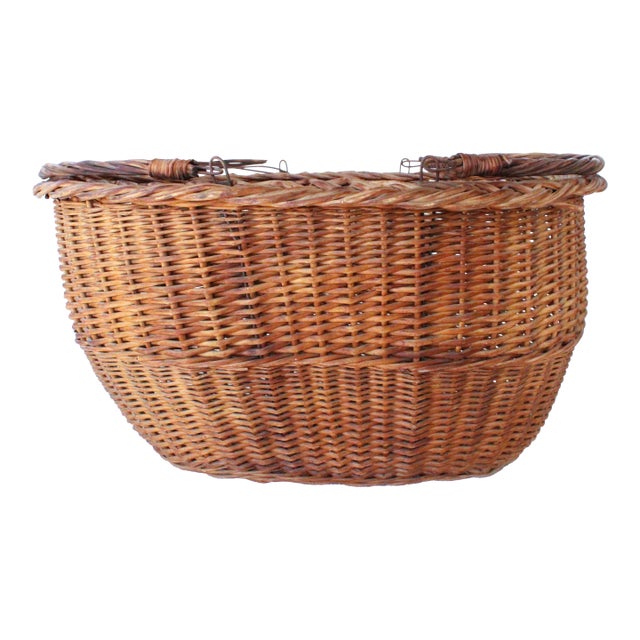19th Century Antique French Harvest Basket/LRG For Sale