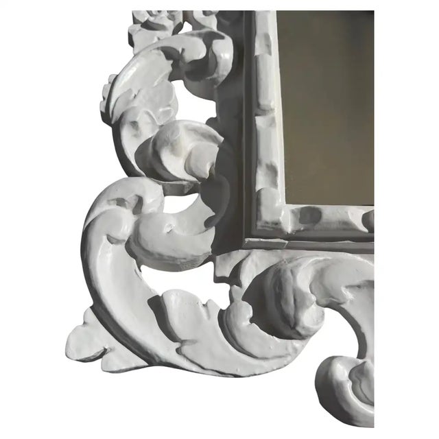 Hollywood Regency Rococo Style White Serge Roche Style Arched Wall Mirror, 1960s For Sale In Philadelphia - Image 6 of 8