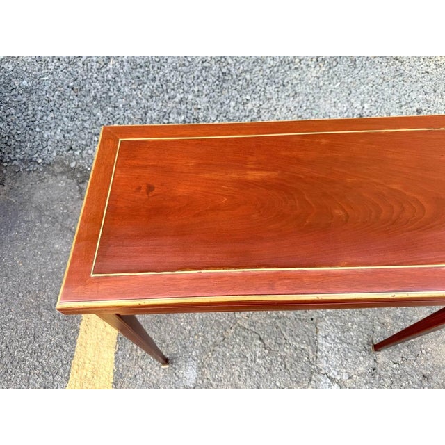 Wood Antique Federal Style Petite Sized Inlaid Flip Top Game Console Table For Sale - Image 7 of 18
