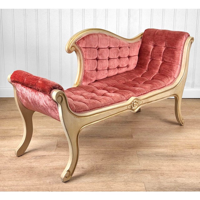 Vintage French Louis XVI Style Tufted Window Bench Chaise, c. Mid 20th Century - Pairs Nicely with Many Traditional and...